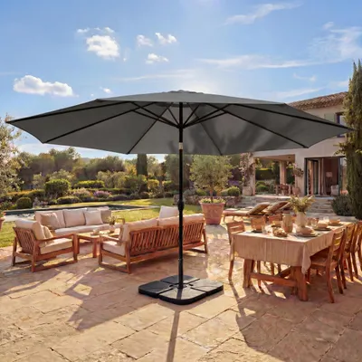 Image de Parasol Meran Pro, parasol de marché gastronomique sans volant Ø 5m polyester/aluminium 28kg ~ anthracite avec support