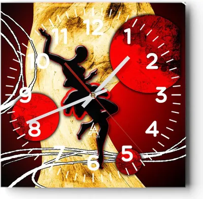 Produktbild von Wanduhr - Quadrat - Glasuhr - Afrika frau tänzerin wüste - 30x30cm - Schleichendes Uhrwerk - Lautlos - zum Aufhängen bereit - Dekoration Modern - Wanddekoration aus Glas - C4AC30x30-0686