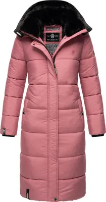 Produktbild von Marikoo dámska zimná bunda parka prešívaný kabát s kapucňou s umelou kožušinou RELIZIAA Dark Rose Veľkosti 44 - XXL