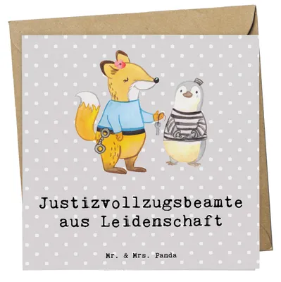 Produktbild von Mr. & Mrs. Panda Glückwunschkarte Justizvollzugsbeamte Leidenschaft - Grau Pastell - Geschenk, doppelkarte, Gefängniswärterin, Spruch, Gefängnis, anlasskarte, Lustig