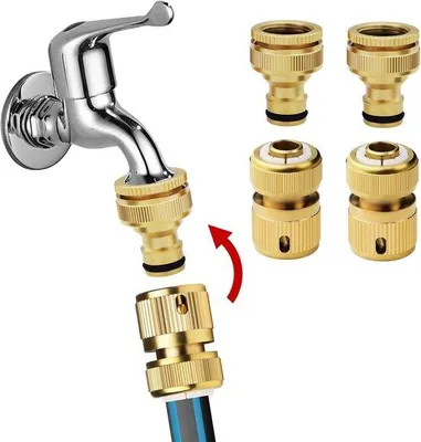 Productafbeelding van Famanu Messingkraanadapter 2-in-1 - 4 stuks