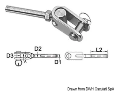 Produktbild von Endstück Edelstahl wire12 mm art.Gabel Osculati 05.193.12