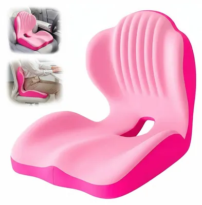 Zdjęcie produktu dla Ergonomiczna poduszka do siedzenia wykonana z pianki memory, ortopedyczna poduszka do siedzenia z podparciem dla odcinka lędźwiowego, poduszka w kształcie litery L, poduszka na kość ogonową, idealna do użytku w domu, samochodzie, wózku inwalidzkim i fotelach biurowych, kolor różowy