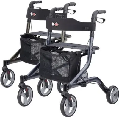 Produktbild von Rollator CAPERO m.Rückengurt,Stockhalter,Tasche,platin,