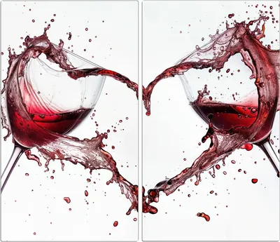 Produktbild von Spritzschutz Herdabdeckplatte Schneidebrett aus Glas Weingläser Herz 2-Teilig (60x52cm)