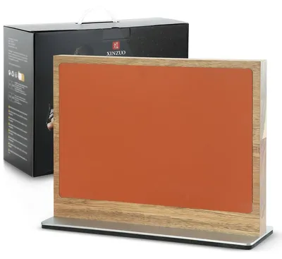 Image de Bloc de couteaux magnétique double face en bois d'acacia