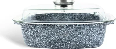 Produktbild von Bräter, quadratischer Topf 5,5L, Glasdeckel Alugussbräter Backtopf Gänsepfanne Entepfanne 39 x 32 x 19cm