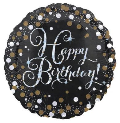 Produktbild von 18"/Ø43cm Folienballon "Sparkling Gold" | Happy Birthday