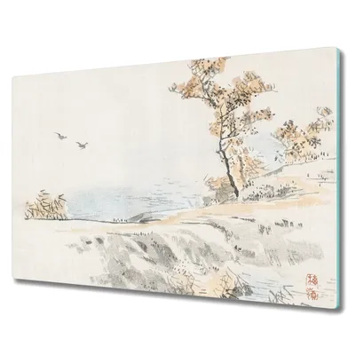 Produktbild von Coloray Schneidebrett Herdabdeckplatte 80x52 cm Kochplattenabdeckung Hackbrett Küchenbrett - Seevögel Baumpfad