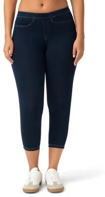 Imagen del producto de Pantalón tipo jegging capri, color oscuro, talla XL, con bolsillos, ideal para el día a día