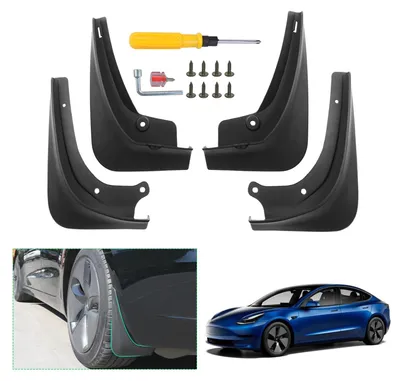 Imagen del producto de Juego de 4 protectores de bajos para Tesla Model 3, modelos 2018-2023