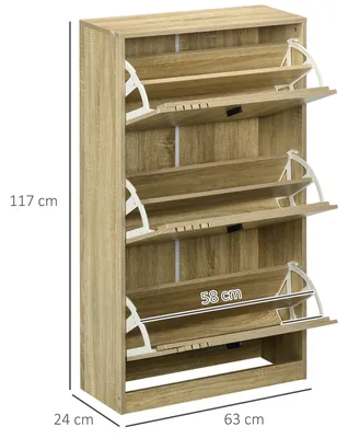 Image de Armoire à chaussures - Rangement à chaussures - Étagère à chaussures - Banc à chaussures - Armoire à chaussures - 63x24x117 cm - Pour 18 paires de chaussures