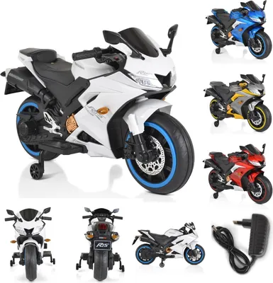 Produktbild von Moni Kinder Elektromotorrad Motocross MP3-Funktion Bluetooth Stützräder Lichter weiß