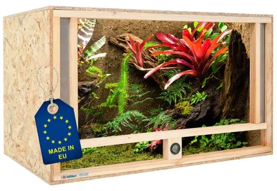 Produktbild von ITA Holz Terrarium 120х60х60 cm mit Frontbelüftung & Integriertem Hygrometer - Holzterrarium aus OSB-3 Platten - Terrarien für Reptilien, Schlangen, Amphibien - EU Produkt,