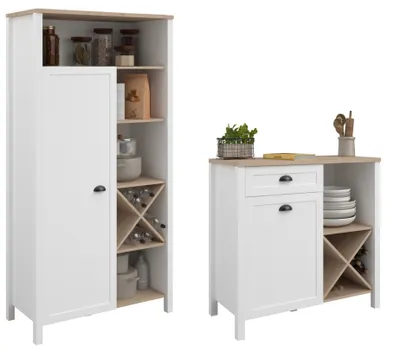Produktbild von Küchenschrank-Set Cottage - Weiß / Eiche