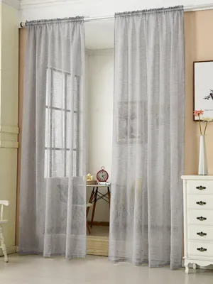 Obrázok produktu pre Priehľadné závesy s volánovým páskom, vzhľad ľanu | Farba: tmavosivá | Rozmer: 140 x 175 cm