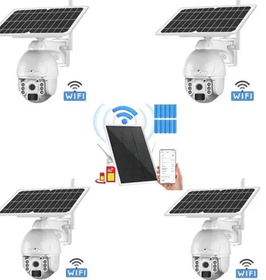 Image de Autonomie totale, sécurité, kit de 4 caméras solaires S588, Wi-Fi, boîtier métallique, routeur solaire 4G, batterie haute capacité