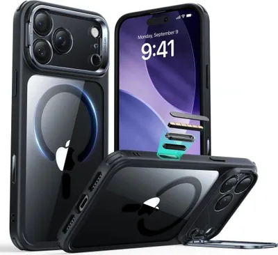 Produktbild von Esr Classic Hybrid Kickstand Magsafe Fall für Iphone 17 Pro - Transparent Schwarz