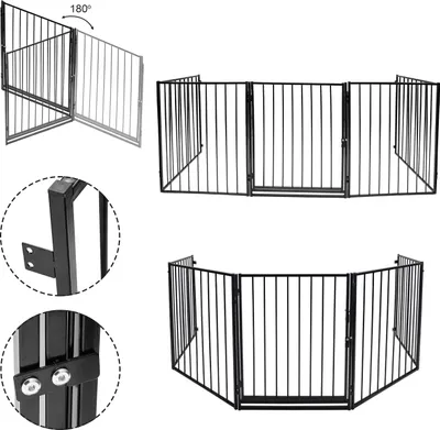 Produktbild von Hengda Kaminschutzgitter 5-tlg Absperrgitter 300x75cm Tierschutzgitter Ofenschutzgitter Sicherheitstür