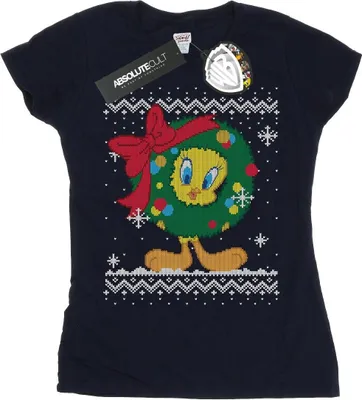 Produktbild von Looney Tunes - "Tweety Pie Christmas Fair Isle" T-Shirt für Damen BI27043 (XXL) (Marineblau)