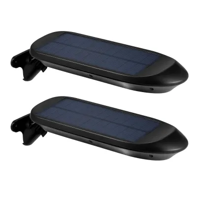 Produktbild von 2 Stück Solar-Wandleuchten mit Bewegungsmelder, 32 LEDs, wasserdichte Solar-LED-Wandlampen für den Außenbereich mit schwachem/starkem Licht, einstellbarem Winkel, solarbetriebene Landschaftswegleuchten, warmweißes Licht für Zaun, Haustür, Tor, Balkon, Hof, Garten