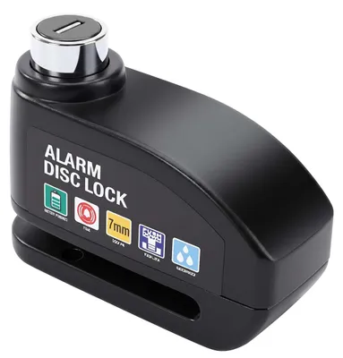 Produktbild von Avizar, Diebstahlsicherung Bremsscheibenschloss Motorrad mit Alarm 110 dB aus Zinklegierung, Schwarz