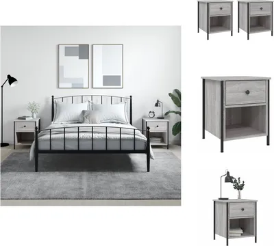 Produktbild von vidaXL Nachttische 2 Stk. Grau Sonoma 40x42x50 cm Holzwerkstoff -  Nachttische