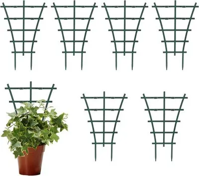 Image de Lot de 6 supports pour plantes en plastique vert foncé