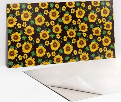 Obrázek produktu pro Ochranný Panel PVC - Samolepicí Vinylové Dlaždice na Stěnu - 100 x 50 - Žluté slunečnice