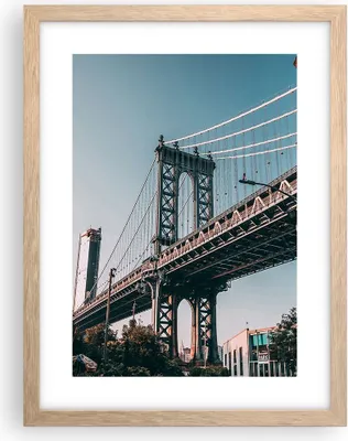 Produktbild von Gerahmtes Poster - Rahmen in heller Eiche - Manhattan Brücke Brücke - 30x40 cm - Wand Bild - Wanddeko - Wandbilder - Kunstposter - Wandposter - Bilderrahmen - Bilder - Kunstdruck - P2NPA30x40-4675