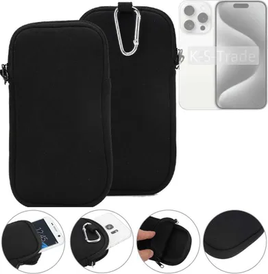 Produktbild von K-S-Trade Neopren-Hülle Handyhülle kompatibel mit Apple iPhone 15 Pro Schutzhülle Neoprenhülle Sleeve Schutz-Hülle Gürtel Tasche Case Holster