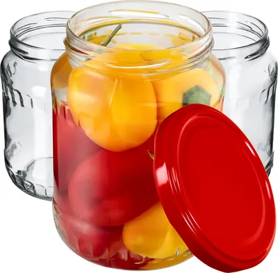 Obrázok produktu pre KADAX zaváracie poháre s viečkom "Jukka", poháre na džem, zaváracie poháre, 720 ml, červené, 16 kusov