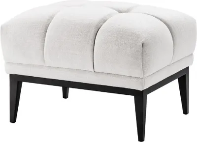 Produktbild von Casa Padrino Luxus Fußhocker Weiß / Schwarz 65 x 53 x H. 44 cm - Rechteckiger Hocker mit Edelstahl Beinen - Wohnzimmer Möbel