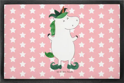 Produktbild von Mr. & Mrs. Panda Schmutzfangmatte Einhorn Joker 50 x 75 cm - Rot Pastell - Geschenk, Schmutzmatte, Hofnarr, Einhörner, Unicorn, Gummimatte, Eingangsteppich, fußmatte