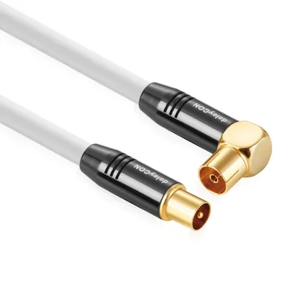 Produktbild von deleyCON [12,5m] PREMIUM HDTV FullHD TV Antennen Kabel - 1x gewinkelt - Koaxialkabel - TV-Stecker (gerade) zu TV-Buchse (90° Grad) METALL 100dB 75Ohm