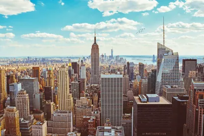 Produktbild von Muralo Fototapete Stadt NY 368 (B) x 254 (H) cm Vlies Tapete Wandtapete New York Wolkenkratzer Himmel Wohnzimmer Schlafzimmer moderne Wandbild Architektur Wand Dekoration