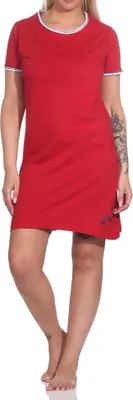 Produktbild von Maritimes Damen Nachthemd, kurzärmliges Bigshirt mit Rundhals - 123 214 10 151 ; rot , 36-38