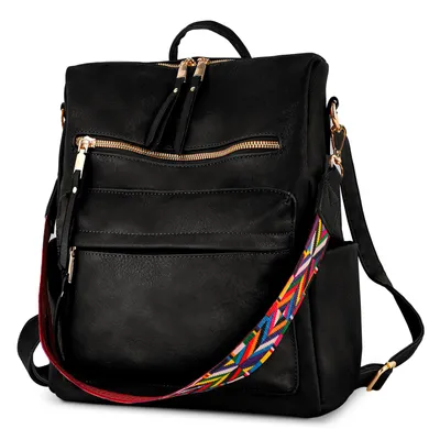 Produktbild von Cityrucksack Retro Rucksack Damen 3 in 1 Handtasche Mädchen Schultasche Wasserdicht für Pendeln Reise Campus Sport Schulranzen Rucksäcke (Schwarz)