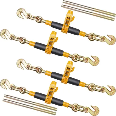 Zdjęcie produktu dla Łańcuch zapadkowy 5/16"-3/8" Łańcuchy mocujące 7100 funtów z hakiem G80 4 szt.