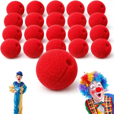 Productafbeelding van Clownsneuzen - Set van 20 - Rood - Clownneus - Clowns - Polyurethanmateriaal - Decoratief kostuum - Perfect voor kindermake-up
