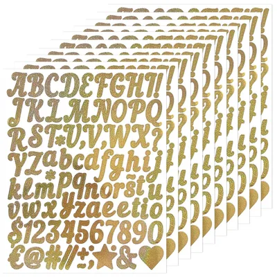 Goldene Buchstabenaufkleber, 10 Bögen, 880 Stück, selbstklebend, Vinyl