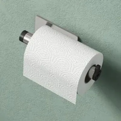 Produktbild von Mai & Mai Toilettenpapierhalter ohne Bohren, Klopapierhalter WC aus Edelstahl, Toilettenpapier Halterung Rollenhalter Matt schwarz + Nickel Lino-02