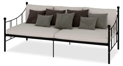 Produktbild von Metallbett Tagesbett Bettsofa Einzelbett Schlafzimmerbett Bettrahmen Lattenrost Schwarz 90x200cm