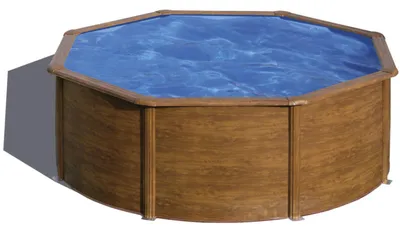 Produktbild von GRE Runder Stahlwandpool mit Holzoptik KITPR353W – Ø 350 x 120 cm, Komplettset