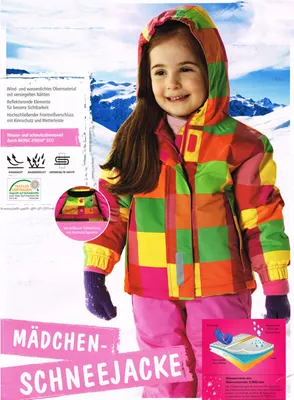 Produktbild von Mädchen Schneejacke Wind- und wasserdicht Reflektierende Elemente Bunt 86/92