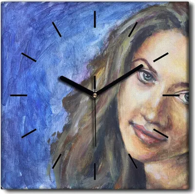 Produktbild von Coloray Uhr auf Leinwand 30x30 cm Wand Uhr Dekoration Wohnzimmer Segeltuch schwarze Hände -Frau Porträtaugen.