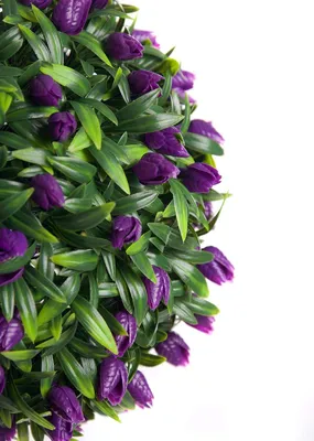 Produktbild von Beste Kunstmatige TULIP Bloem Ballen - Weelderige Topiary Gras - Lang Blad - Paars - 28cm