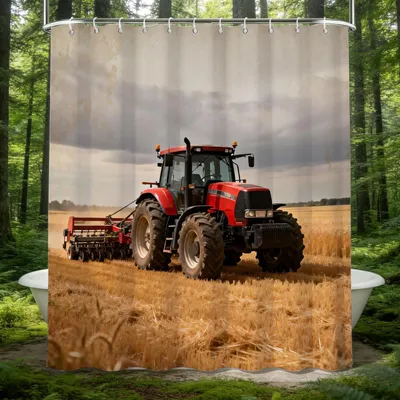 Produktbild von 3D Duschvorhang 200x200 mit Traktor-Motiv, wasserdicht und antischimmel