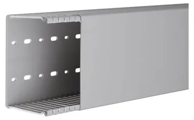 Zdjęcie produktu dla Hager BA68012007030B, Kanał kablowy, Szary, PCW, V0, 129 mm, 2000 mm