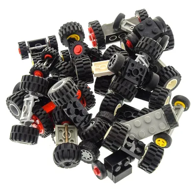 Produktbild von 30 Lego Classic Achsen mit 60 Rad Räder Fahrzeug Auto Felgen Kiloware gemischt